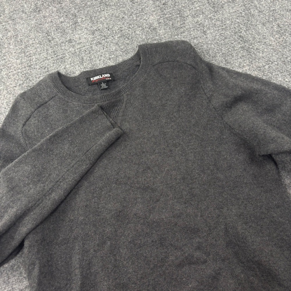 Kirkland Signature Sweater Large Gray Merino Wool Pima Cotton Mens